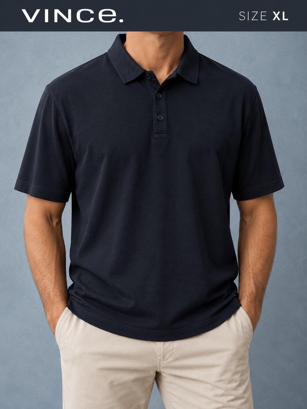 Vince Men’s XL Dark Navy 100% Cotton Polo NWOT